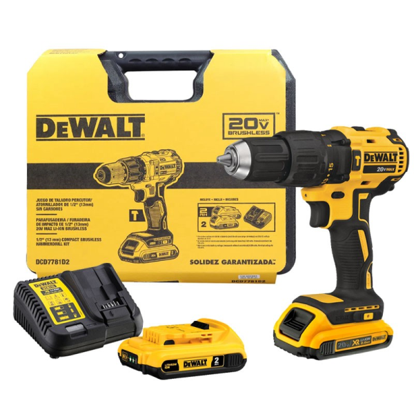 Máy khoan động lực dùng pin Dewalt DCD7781D2A-B1 (20V)(kèm 02 pin 2.0Ah + sạc)