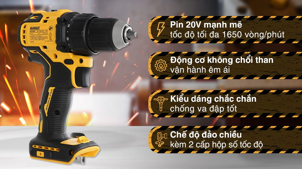 Điều Chỉnh Tốc Độ Tinh Tế: Khả Năng Điều Khiển Tuyệt Vời trong Máy Khoan Dewalt DCD708N-KR